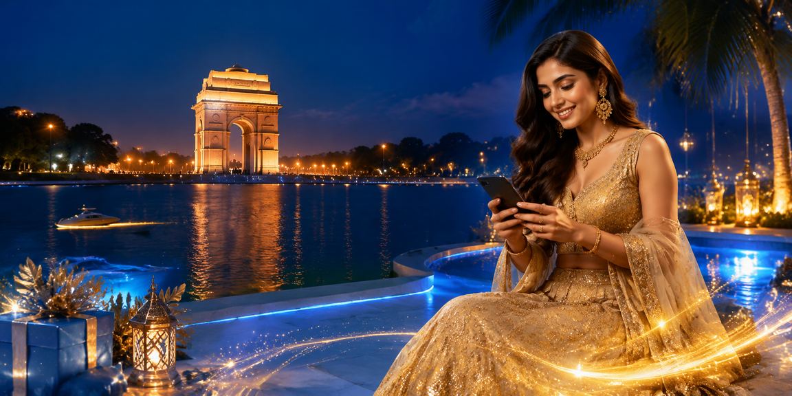 Bustling Delhi India Gate with online gaming and deposit bonus