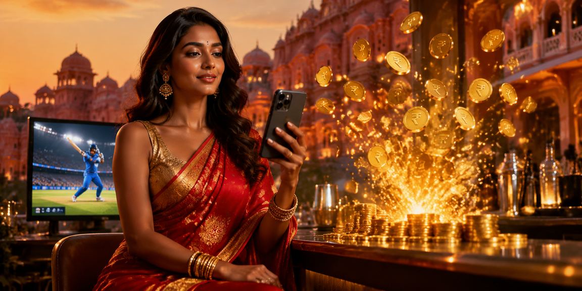 Joyful players in Jaipur using mobile devices for cricket and card games